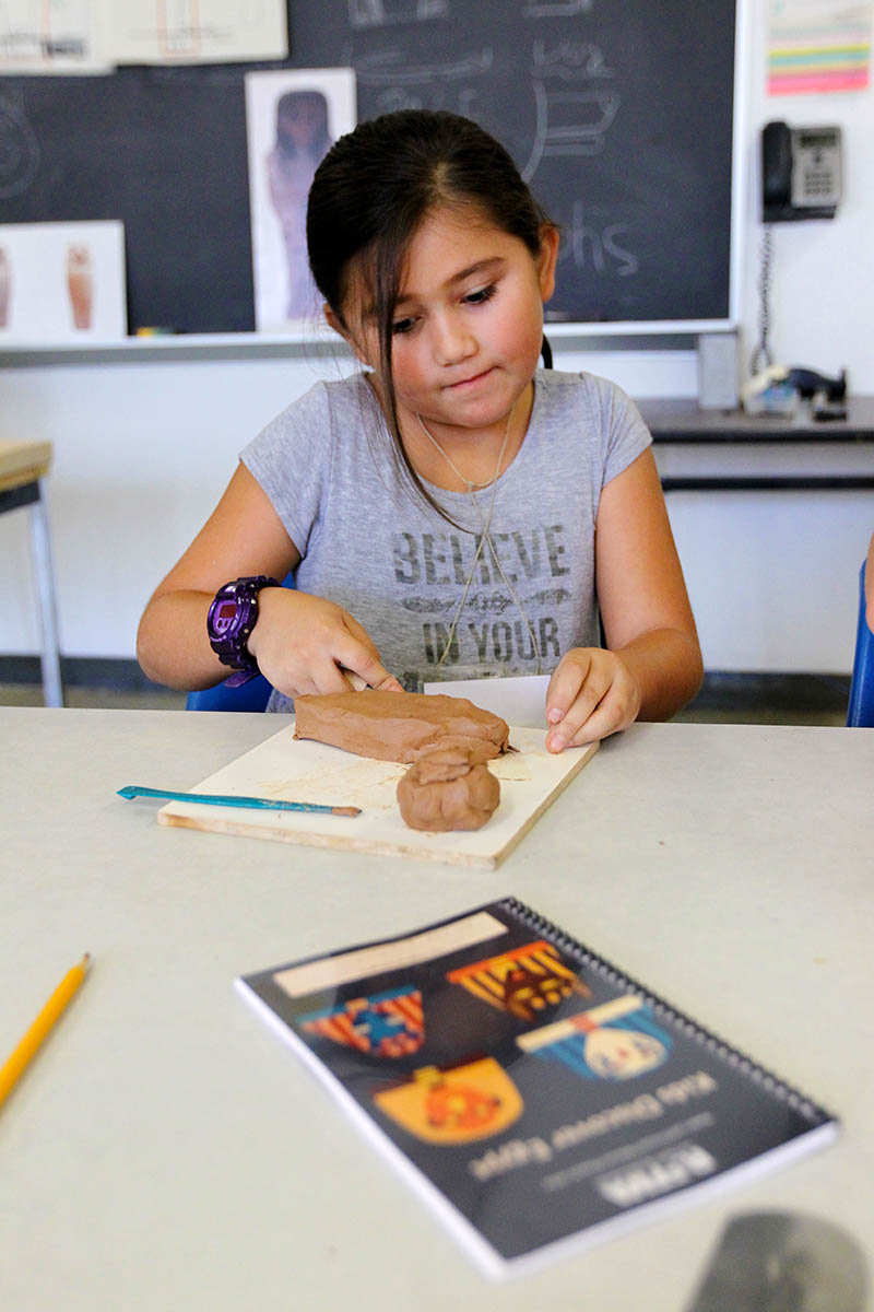 A student works on her project during the 2016 Kids Discover Egypt workshop at California State University, San Bernardino’s Robert and Frances Fullerton Museum of Art.