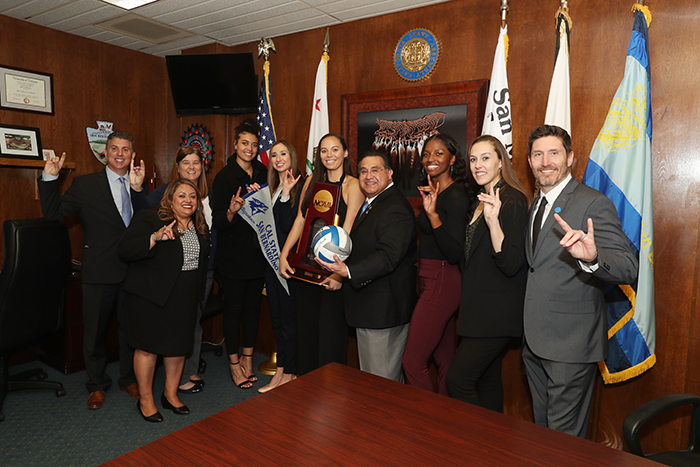 The team with Assemblymember James Ramos