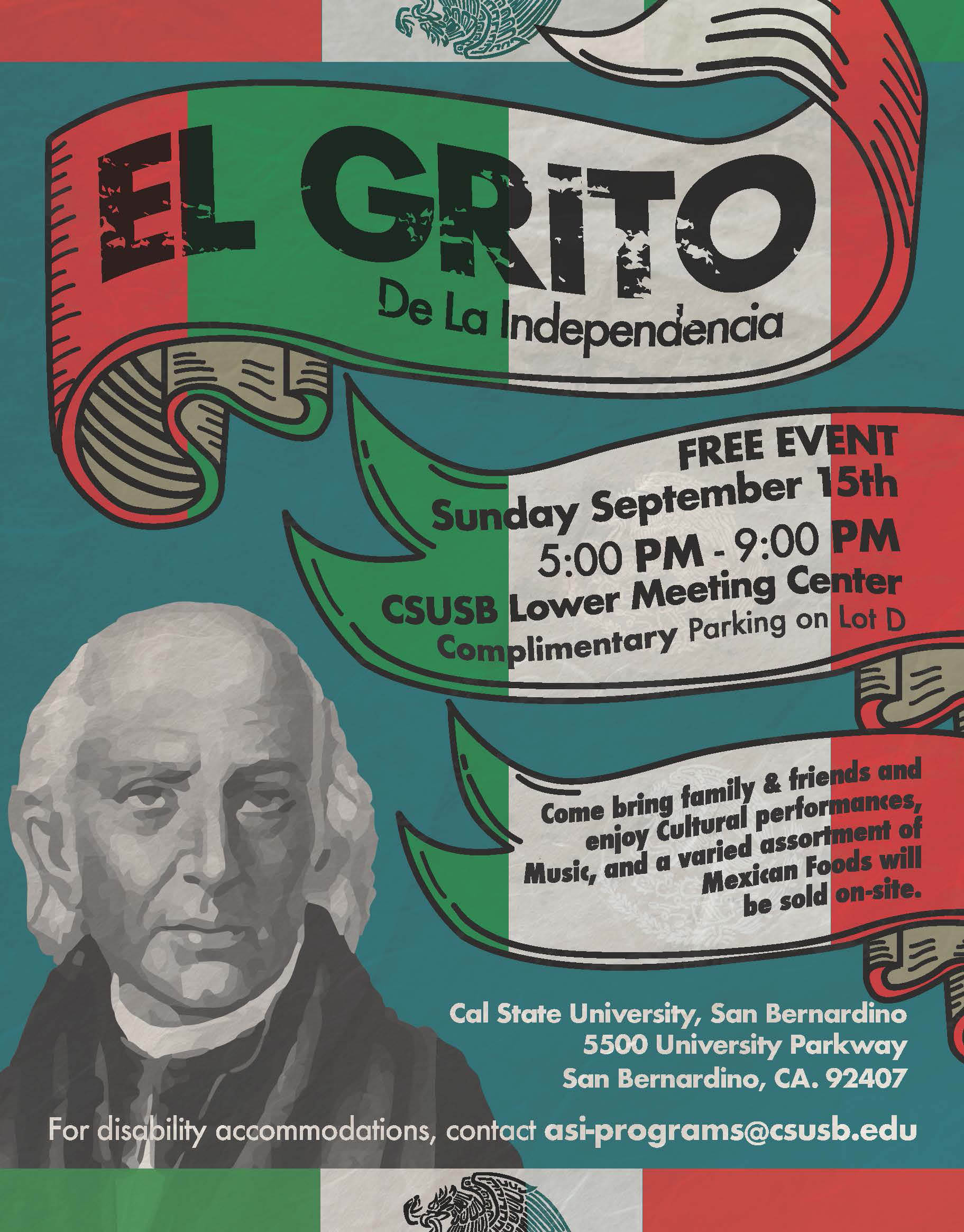 CSUSB & Mexican Consulate to host Mexican Independence Day celebration on campus on Sept. 15, flier.