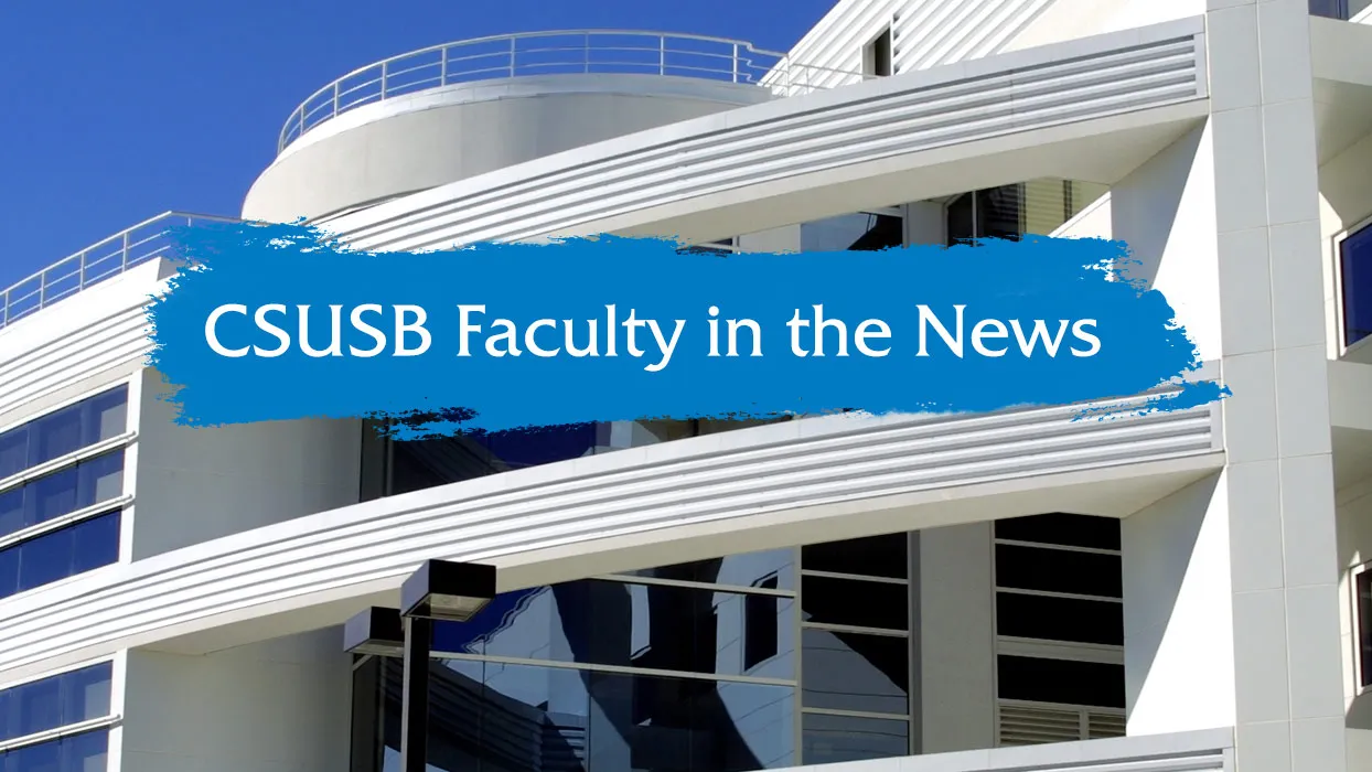 College of Social and Behavioral Sciences building with a Faculty in the News graphic